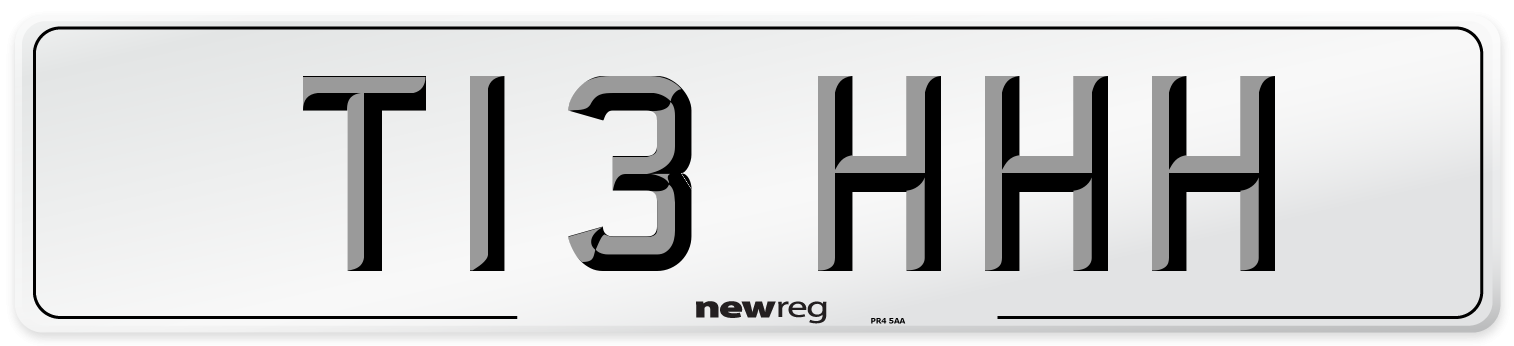 T13 HHH Number Plate from New Reg